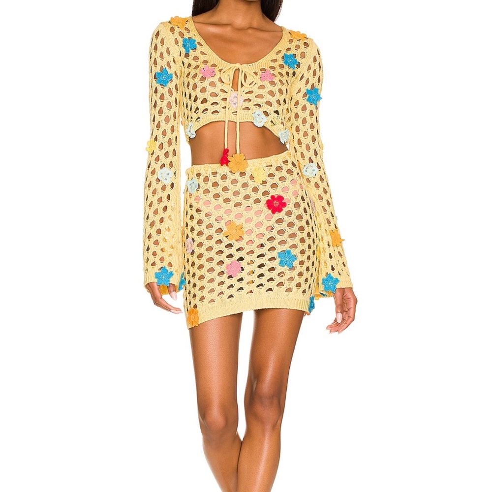 Lovers and Friends Flower Power Top and Skirt in Yellow